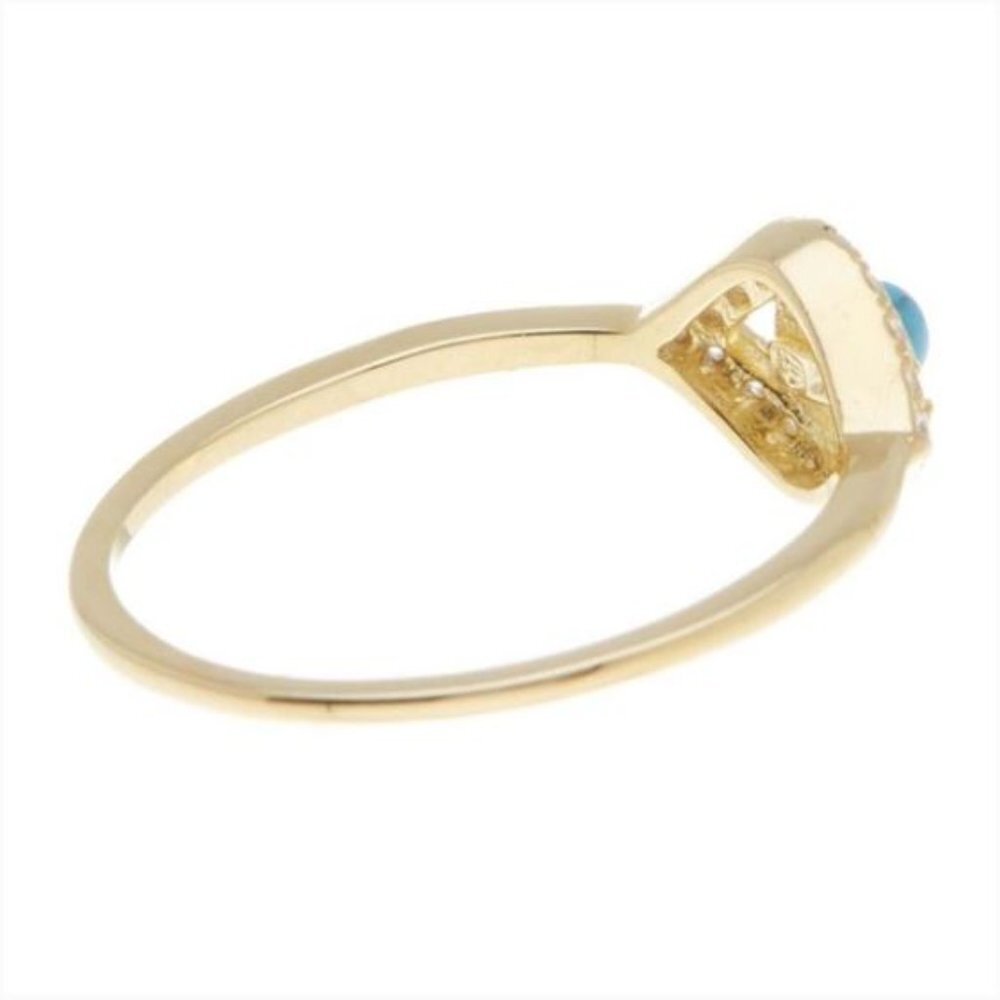 14k Yellow Gold Plated Turquoise & Swarovski Crystal Accented Evil Eye Ring NWT - Picture 5 of 7